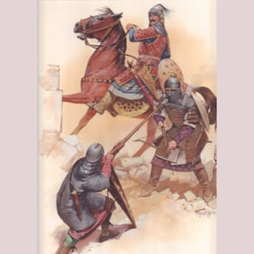 Angus McBride Original Gouache on Board, Ottoman Turkish Warriors, Signed
