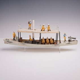 10pc British Colonial Steamboat and Soldiers Miniature Figurines