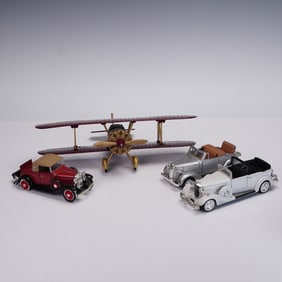 4pc Vintage Style Car and Plane Model Lot