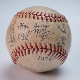 Yogi Berra Signed 1972 Yankees Team Baseball