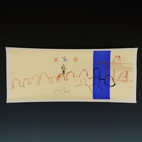 Peter Clarke, Hand-Signed Lithograph on Paper, Theatre Scene with Exit