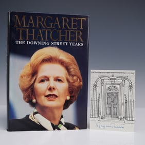 Margaret Thatcher Book and Signed Card, The Downing Street Years