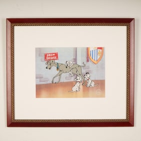 Walt Disney Certified Serigraph Cel 101 Dalmatians Drawbridge Scene