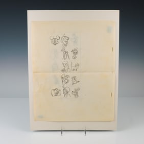 Two-Sided Disney Character Model Sheet, Pencil Studies of Animation Icons