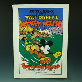 Walt Disney's Touchdown Mickey Poster Signed by Anderson & Jacobs PSA Cert.