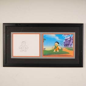 Original Production Animation Cel & Drawing of Fred Flintstone