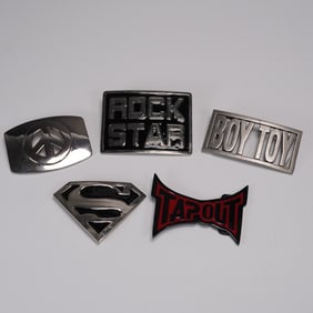 Five Pop Culture Belt Buckles Peace Tapout Superman