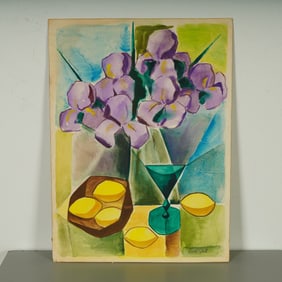 Duval Eliot, Watercolor & Gouache on Paper, Cubist Still-Life, Signed