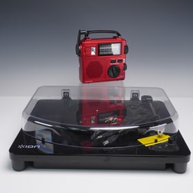 ION EZ Vinyl Converter Turntable and Grundig FR-200 Emergency Crank Radio