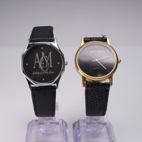 Pair of Country Music Black Genuine Leather Wristwatches