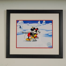 Walt Disney Limited Edition Serigraph Cel Mickey and Minnie "On Ice"