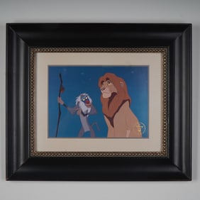 Lion King Disney Lithograph, Rafiki and Adult Simba, Framed