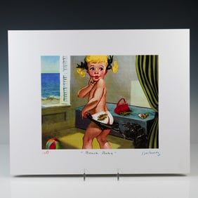 Nelson De La Nuez, Hand-Signed Pop Art Print on Archival Paper, Beach Baby