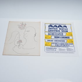 2pc John Lennon Hand-Drawn Image Booklet & Beatles Flyer