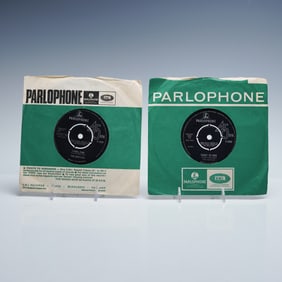 2pc Beatles Parlophone Vinyl Singles, I Feel Fine & Ticket to Ride