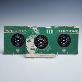 3pc Beatles 45 RPM Records with Parlophone Jackets