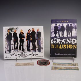 6pc Styx Memorabilia Lot - Signed Photo, Tickets, Book, and Tour Items