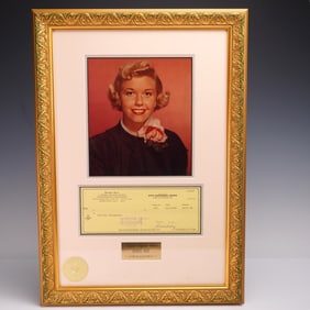 Doris Day Signed Framed Display - Photo & Cancelled Check - PSA LOA