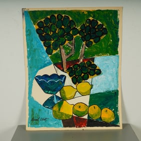Duval Eliot, Gouache on Paper Board, Post Cubist Still-Life, Signed