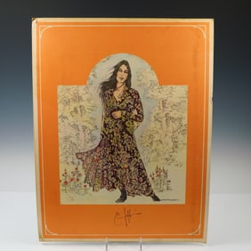 Barbara Mendelsohn, Portrait Lithograph on Board Signed by Emmylou Harris