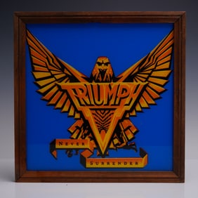 Triumph, Never Surrender Framed Glass Panel