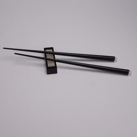 Lalique Chopsticks with Rest and Travel Pouch
