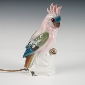 Vintage German Porcelain Cockatoo Perfume/TV Lamp