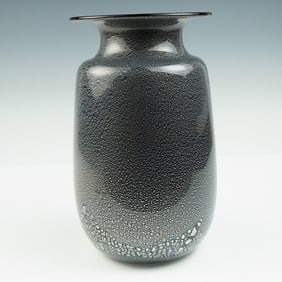 Contemporary Art Glass Vase with Silver-Fleck Surface Decoration