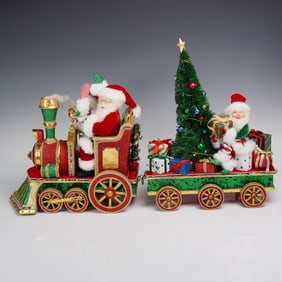2pc Katherine's Collection Toy Land Santa Christmas Train and Carriage