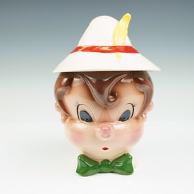 2pc Metlox Poppytrail Pinocchio Cookie Jar with Lid