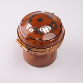 Eximious Limoges Porcelain Trinket Box, Champagne Cork