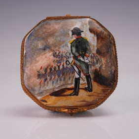 Limoges Porcelain Box, Napoleon Military Scene