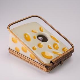 Limoges Porcelain Trinket Box, French Cheese with Mouse