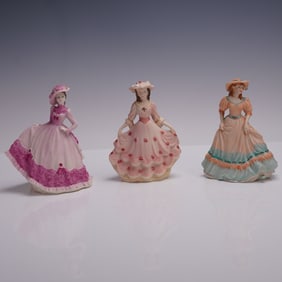 3pc Coalport Beau Monde Porcelain Figurines