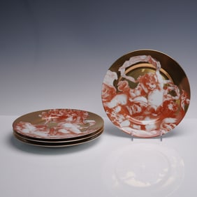 4pc Fitz and Floyd Porcelain Salad Plates, Cherubini I