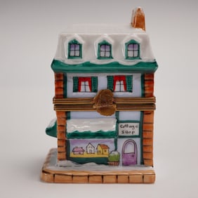 Marquise de Pompadour Limoges Box, Winter Cottage Shop