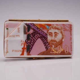 Rochard Limoges Porcelain 200 Franc Banknote Keepsake Box