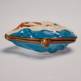The Cottage Shop Limoges Porcelain Seaside Box with Mermaid