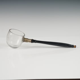 Patented 1896 Glass Canning Ladle with Turned Wood Handle