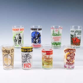 8pc Vintage Kentucky Derby Collector Glasses