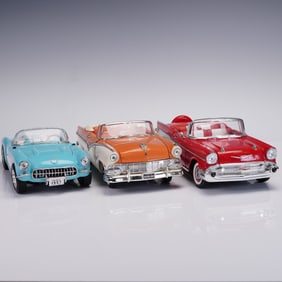 3pc Classic 1950s American Die-Cast Convertibles 1:18 Scale Models