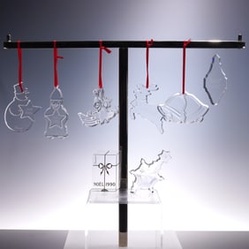 8pc Baccarat Crystal Noel Ornament Grouping