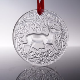Lalique Crystal Tree Ornament Reindeer Christmas 1997