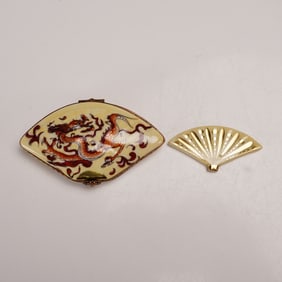 Marquise de Pompadour Limoges Dragon Fan Box
