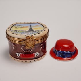 Rochard Limoges Porcelain Miniature Paris Hat Box