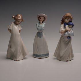 3pc Nao by Lladro Figurines So Shy Sunday Best and We're Sleepy