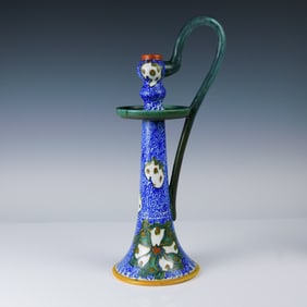 Gouda Pottery Art Nouveau Candleholder, Blanca, by Zenobia