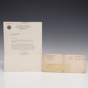 J. Edgar Hoover Signed Official FBI Letter with Original Envelope