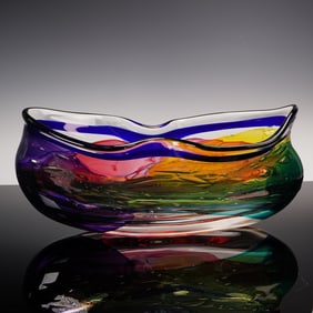 Leon Applebaum Art Glass Bowl, Signed