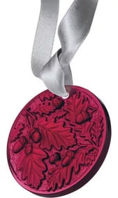 Lalique Crystal Red Oak Christmas Ornament, Sealed Box